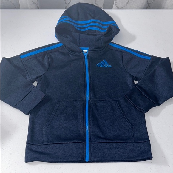 Adidas Full Zip-Up Blue Jacket Hoodie Size 7 - Picture 1 of 9